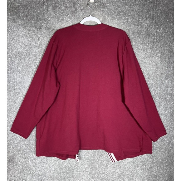 D&Co Active Stripe Rib Trim French Terry Jacket Womens Size 3X Red White Pockets - Picture 2 of 6